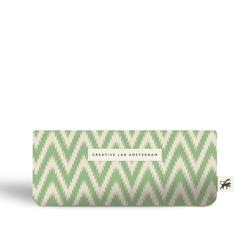 Ikat Green Pencil Case/Pouch Triangle - Creative Lab Amsterdam