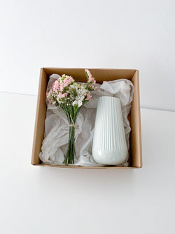 Alma Vase Aqua With Flowers Box - Aqui Há Peças