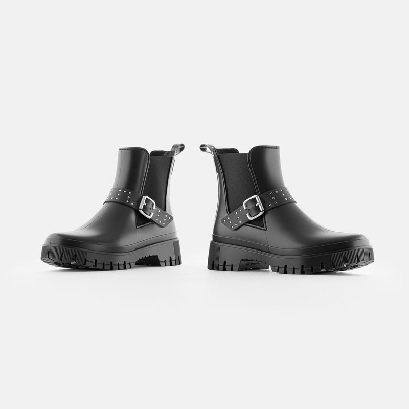 ALSIE 01 Vegan Black Boots With Buckle - Lemon Jelly