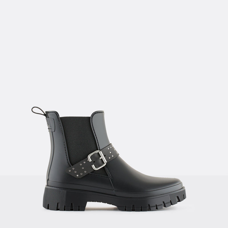 ALSIE 01 Vegan Black Boots With Buckle - Lemon Jelly