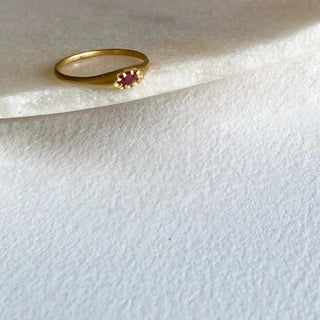 Ruby Petal Ring 24k Gold Plating