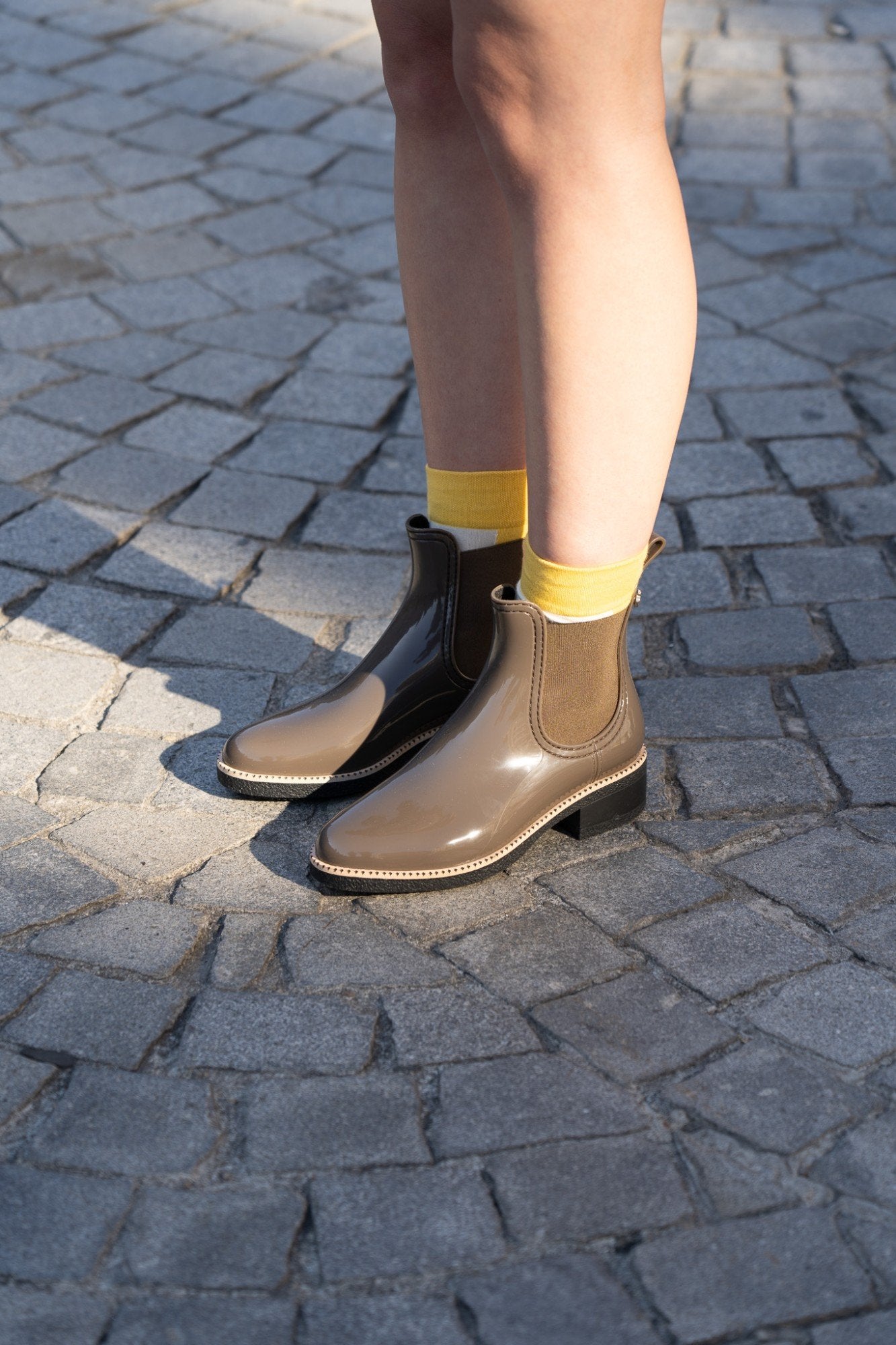 AVA Woodland Brown Chelsea Ankle Boots With Heel