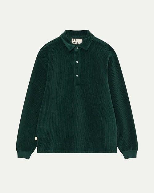 Mesquita Ribbed Dark Green Long-sleeve Polo Shirt