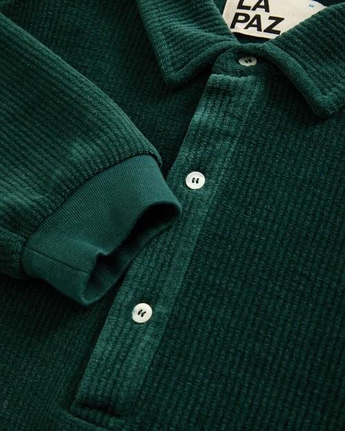 Mesquita Ribbed Dark Green Long-sleeve Polo Shirt