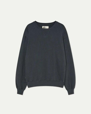 Xavier Ribbed Black Sand Sweatshirt