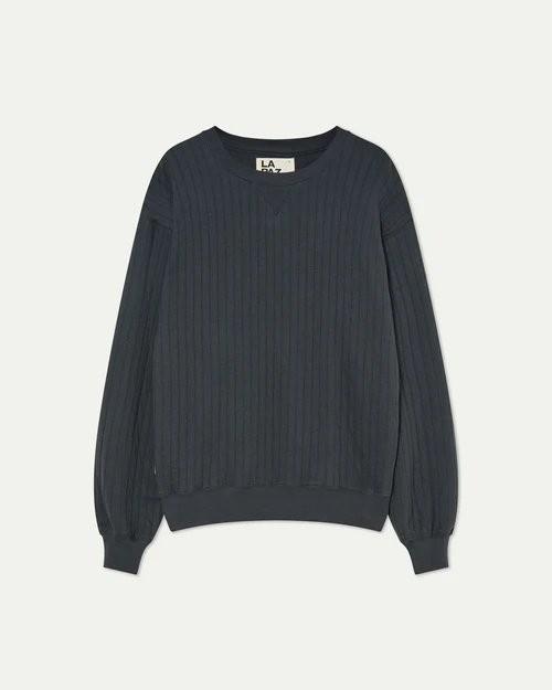 Xavier Ribbed Black Sand Sweatshirt