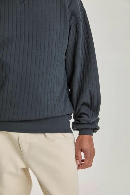 Xavier Ribbed Black Sand Sweatshirt