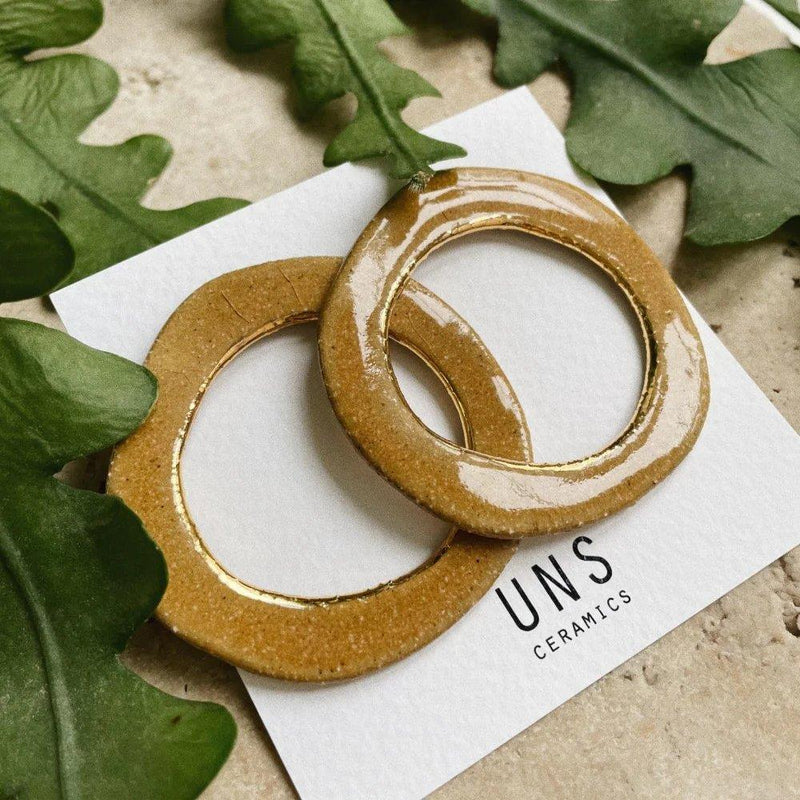 Antônia Golden Earrings - Uns Ceramics