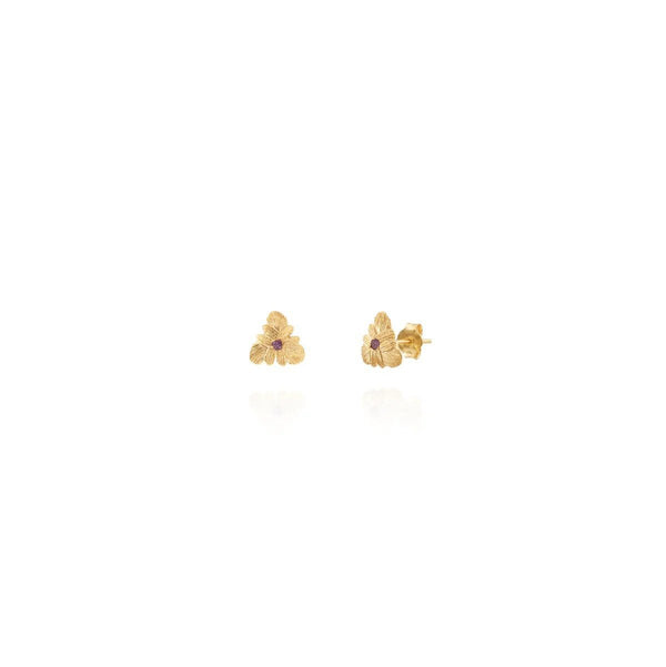 Bromelia Flower Blossom Earrings with Amethyst - Sopro