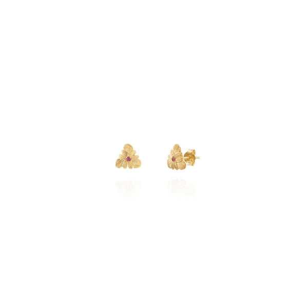 Bromelia Flower Blossom Earrings with Pink Sapphire - Sopro