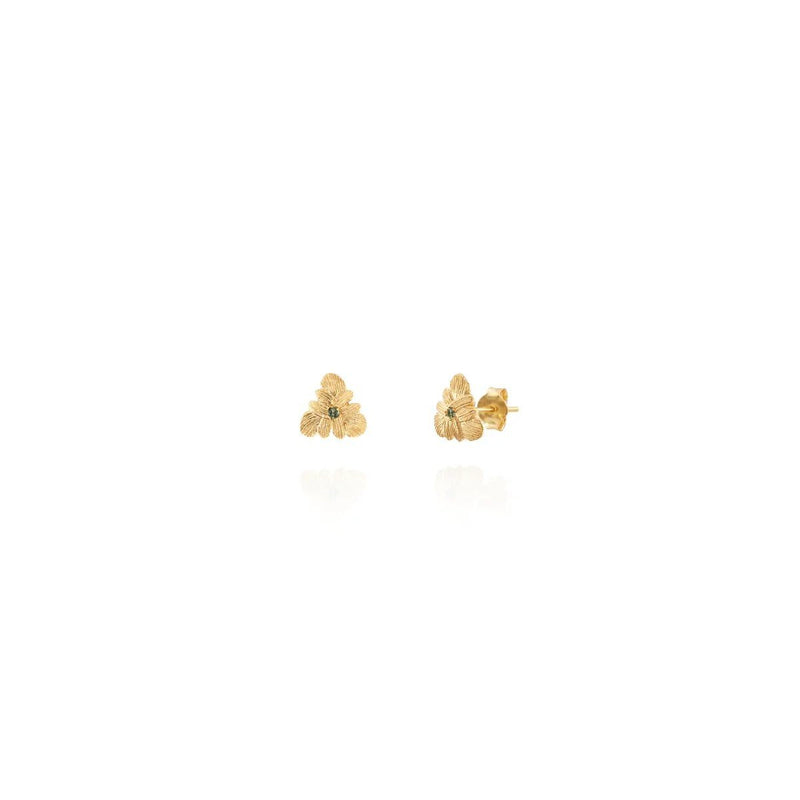 Bromelia Flower Blossom Earrings with Green Sapphire - Sopro