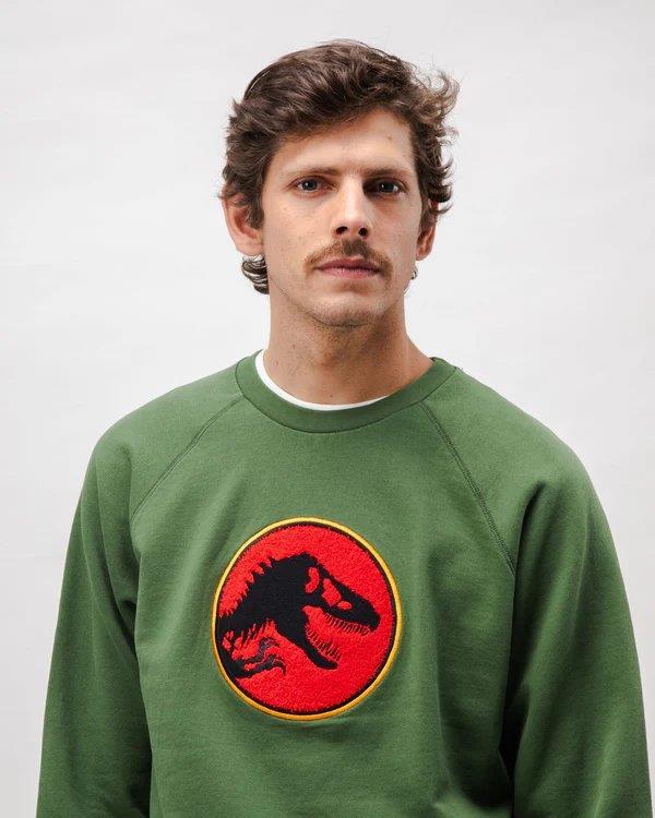 Jurassic Park Logo Cotton Sweatshirt Green - Brava Fabrics