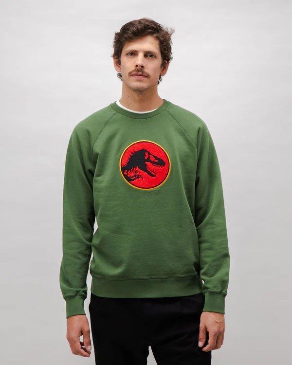 Jurassic Park Logo Cotton Sweatshirt Green - Brava Fabrics