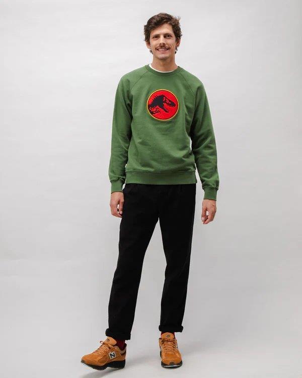 Jurassic Park Logo Cotton Sweatshirt Green - Brava Fabrics