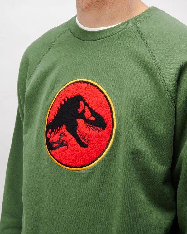 Jurassic Park Logo Cotton Sweatshirt Green - Brava Fabrics