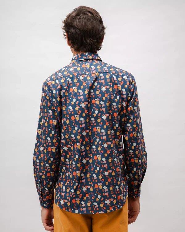 Geo Cotton Shirt Navy - Brava Fabrics