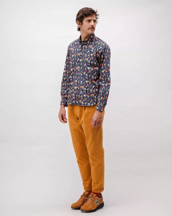 Geo Cotton Shirt Navy - Brava Fabrics