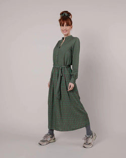 Geo Mao Long Sleeve Dress Green - Brava Fabrics