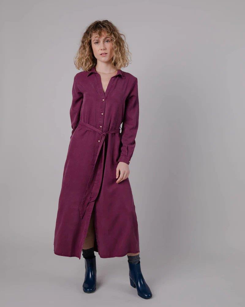 Gina Vneck Long Sleeve Dress Prune  - Brava Fabrics