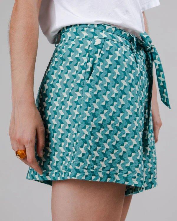 Tiles Belted Shorts Ocean - Brava Fabrics