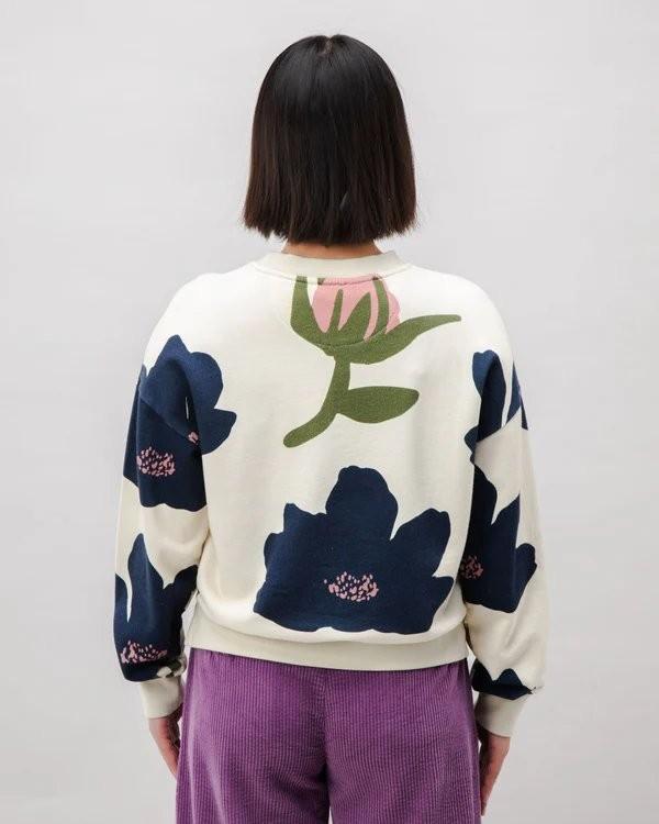 Bloom Rounded Cotton Sweatshirt Ecru - Brava Fabrics