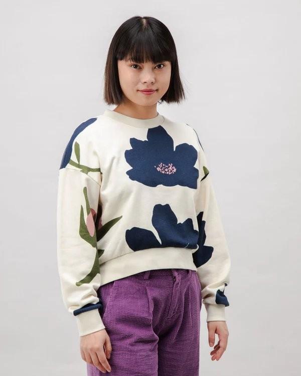 Bloom Rounded Cotton Sweatshirt Ecru - Brava Fabrics