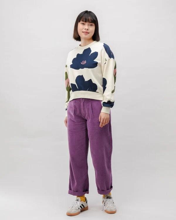 Bloom Rounded Cotton Sweatshirt Ecru - Brava Fabrics