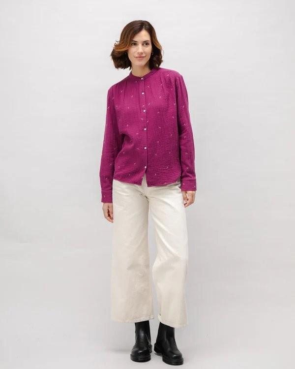 Dusk Boho Cotton Blouse Grape  - Brava Fabrics