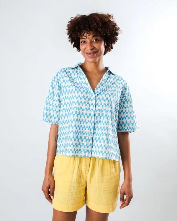 Sunset Cropped Blouse Blue - Brava Fabrics