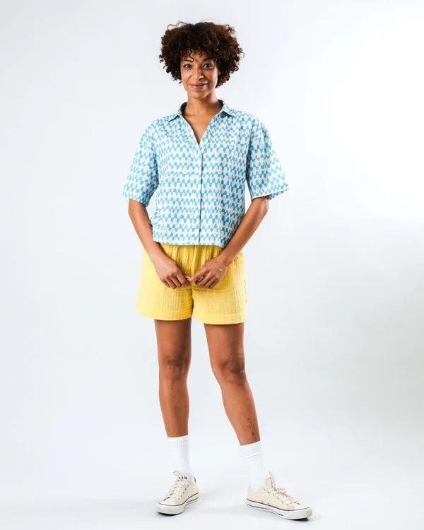 Sunset Cropped Blouse Blue - Brava Fabrics