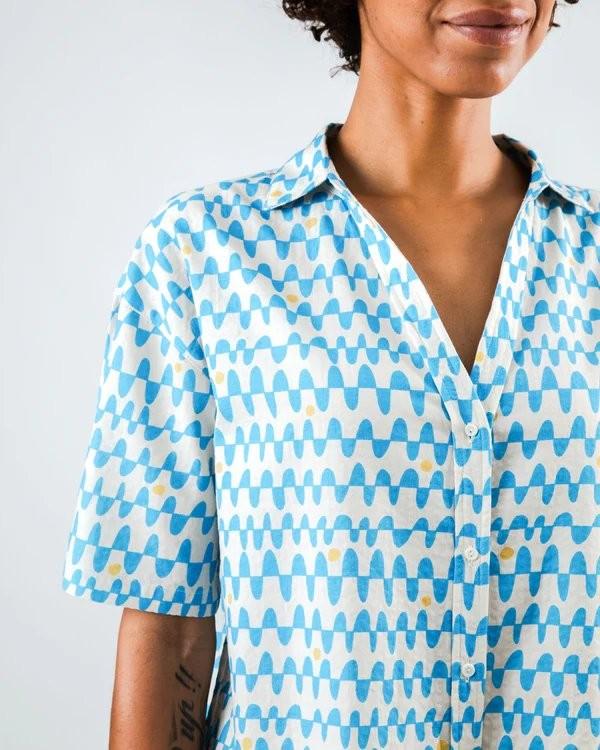 Sunset Cropped Blouse Blue - Brava Fabrics