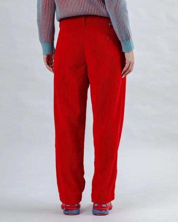 Corduroy Pleated Pants Red