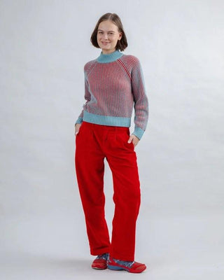 Corduroy Pleated Pants Red