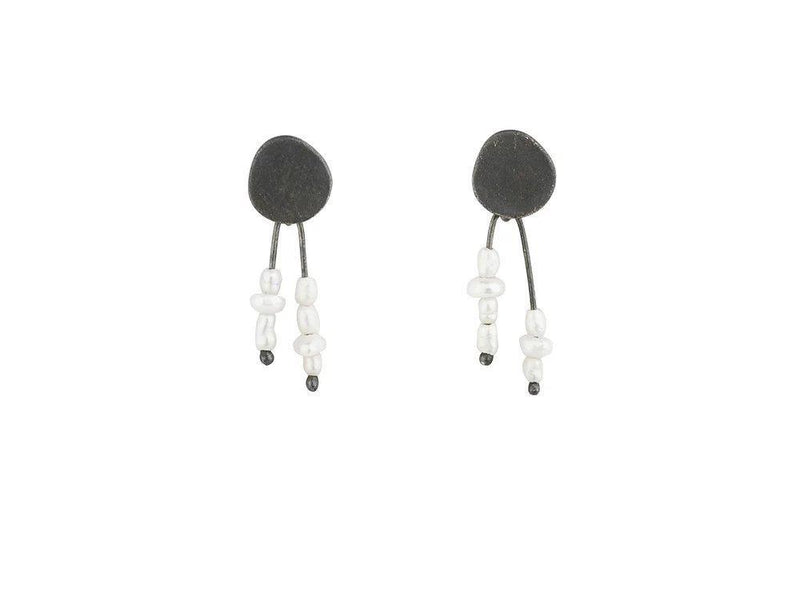 Solar Oxidized Silver with Pearls Earring - Inês Telles