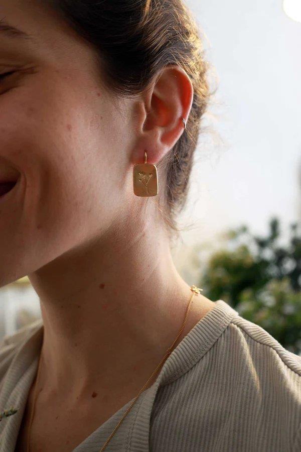 Floria Gold Square Earrings - Inês Telles