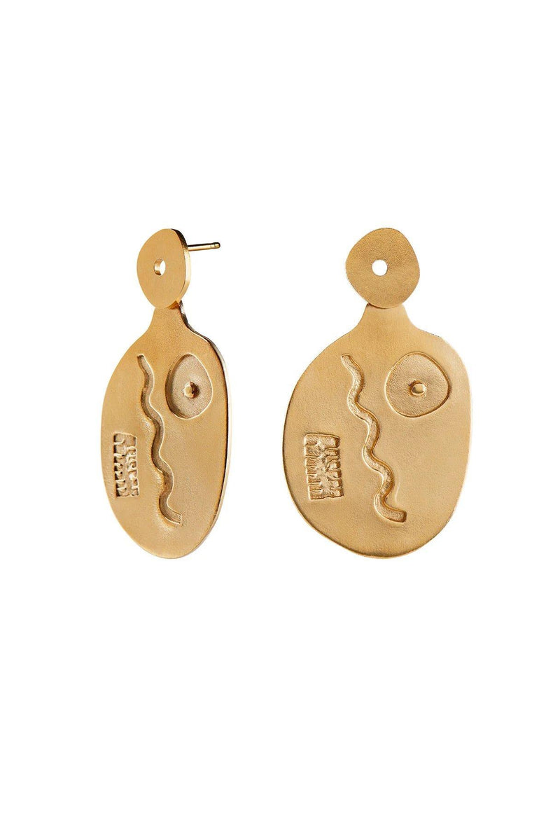 Águatinta Engraving Gold Pleated Earrings - Inês Telles