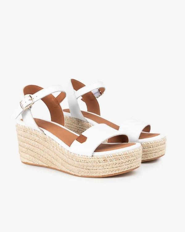Arambol Leather Low Wedge Sandals - Popa