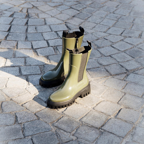 CITY 03 Vegan Mid Calf Military Green Boots - Lemon Jelly