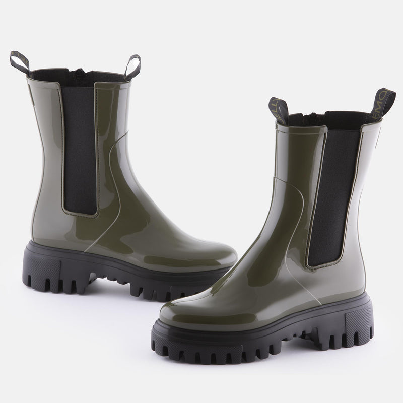 CITY 03 Vegane Stiefel in Militärgrün mit halbhoher Sohle - Lemon Jelly