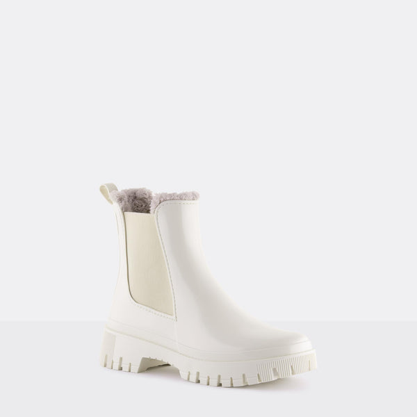 COLDEN 03 Vegan White Low Boots With Fur Lining - Lemon Jelly