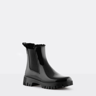 COLDEN Vegan Black Ankle Boots with Fur Lining