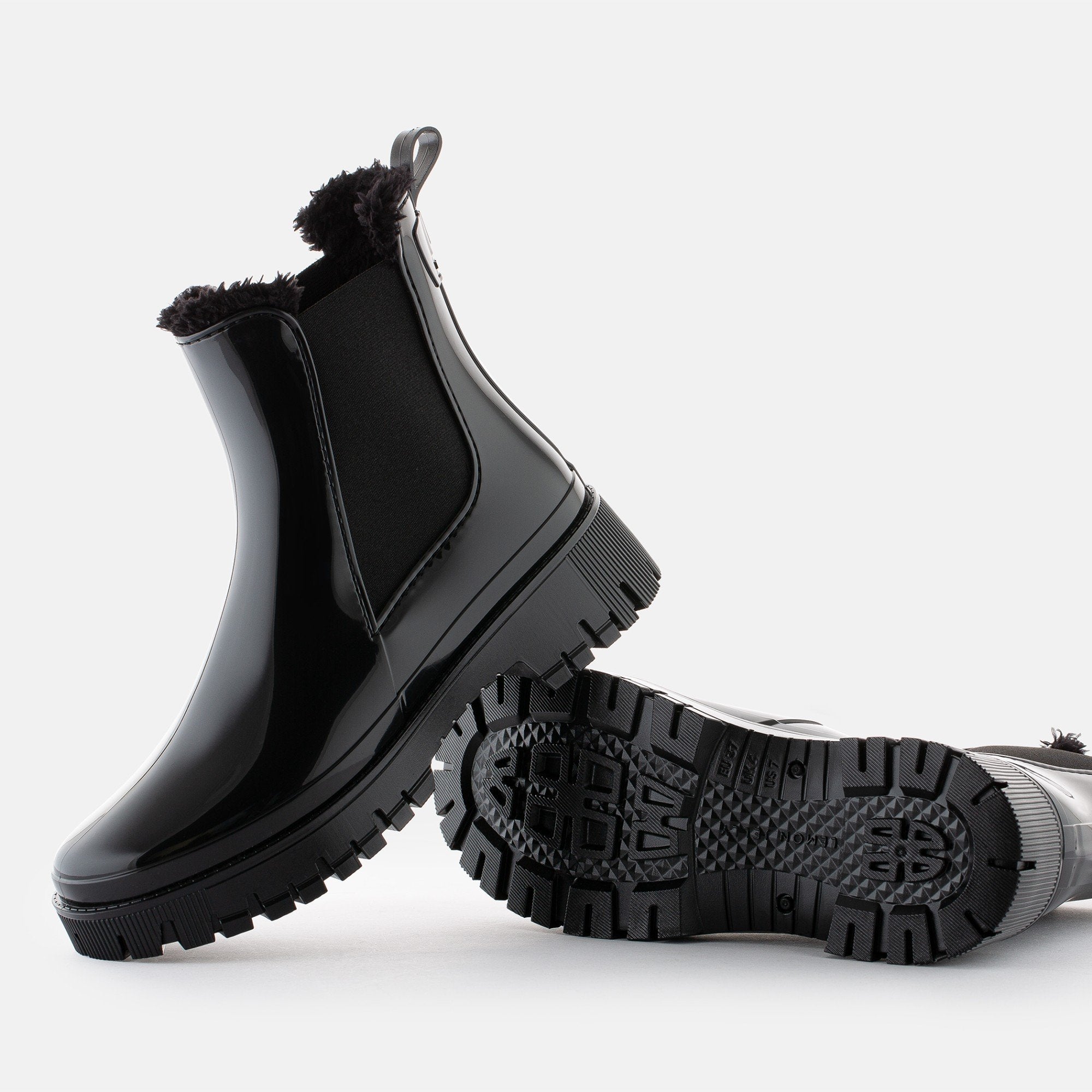 COLDEN Vegan Black Ankle Boots with Fur Lining