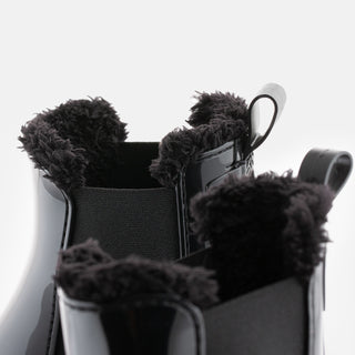 COLDEN Vegan Black Ankle Boots with Fur Lining