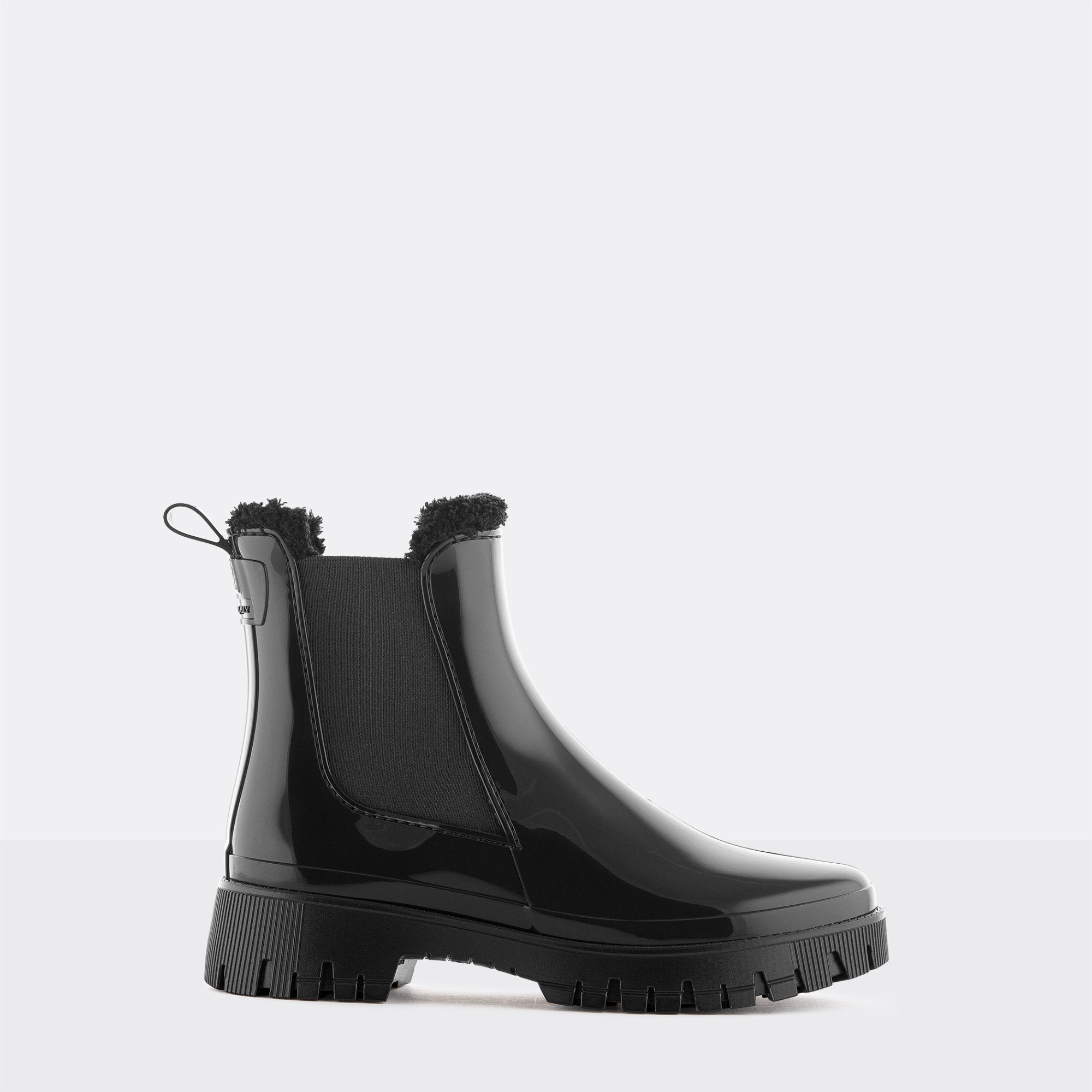 COLDEN Vegan Black Ankle Boots with Fur Lining