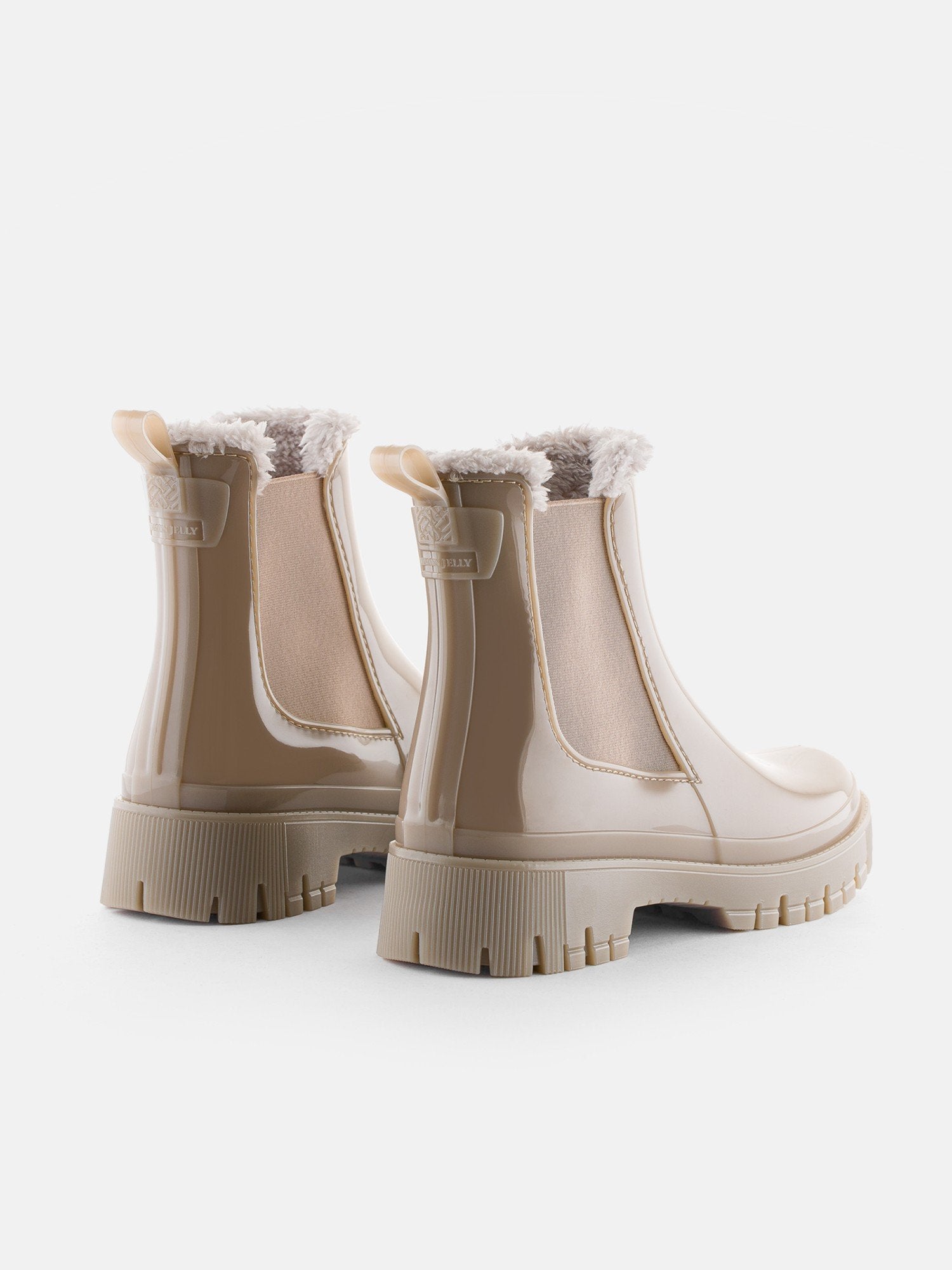 COLDEN Dusty Nude Vegan Beige Ankle Boots with Fur Lining