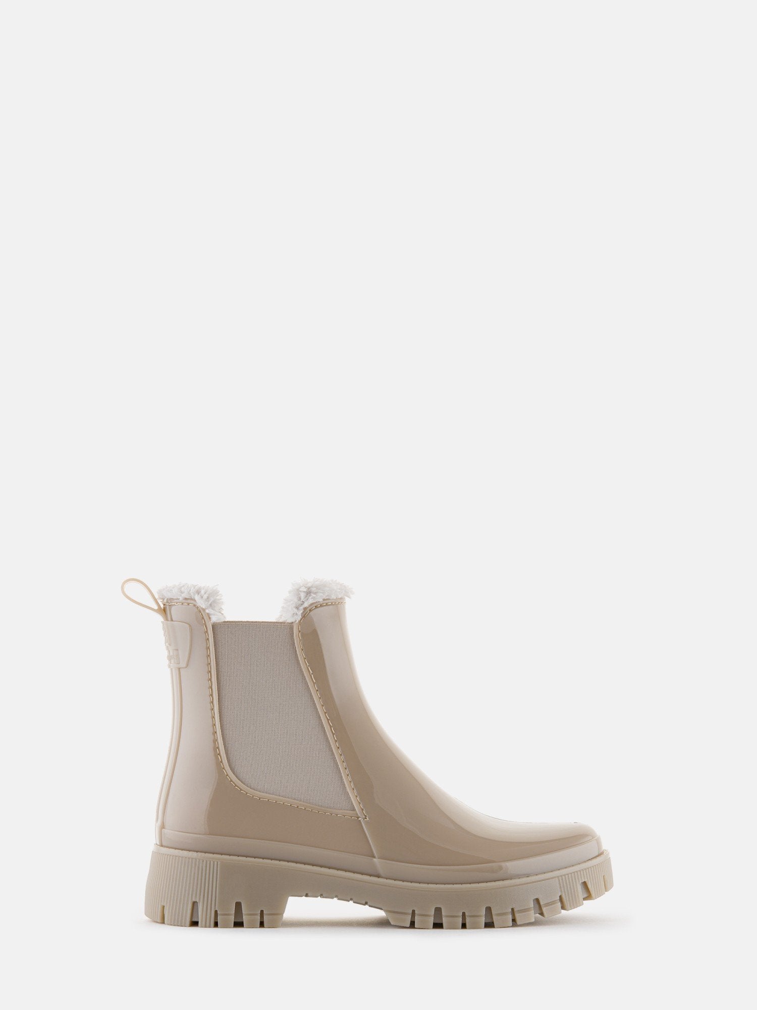 COLDEN Dusty Nude Vegan Beige Ankle Boots with Fur Lining