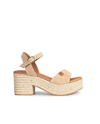 Arale Jute heel Beige split leather with buckle - Popa
