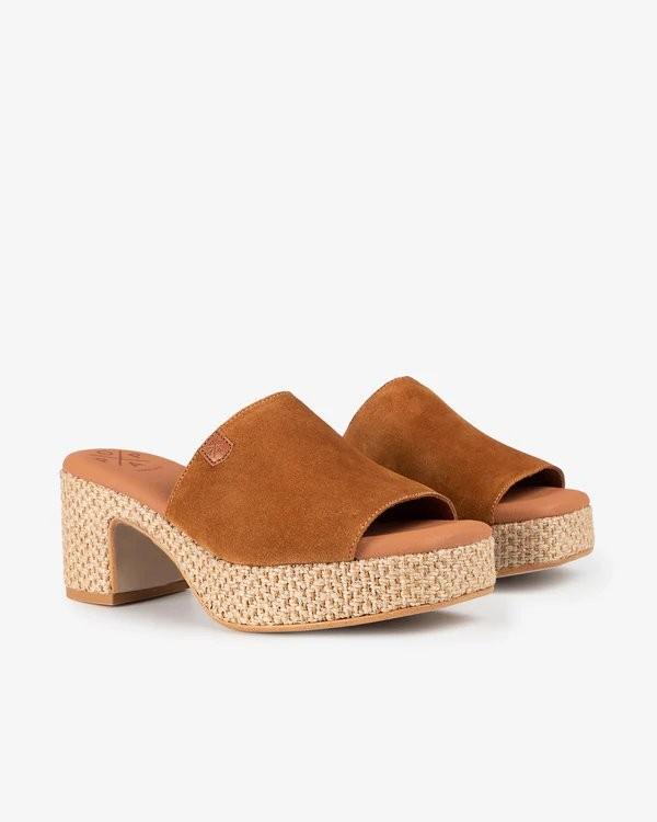 Dillon Suede Wedge Sandals in Cuero - Popa