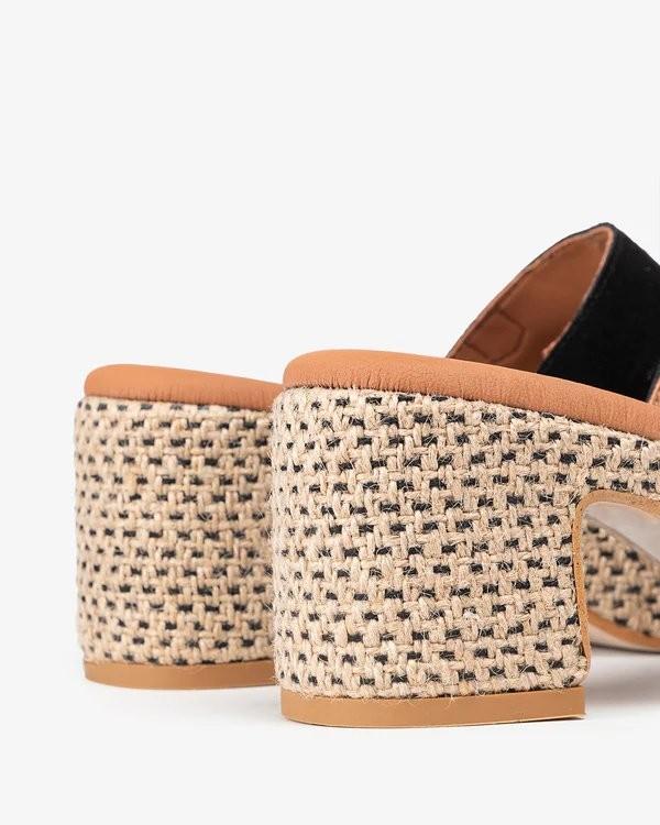 Dillon Suede Wedge Sandals in Black - Popa