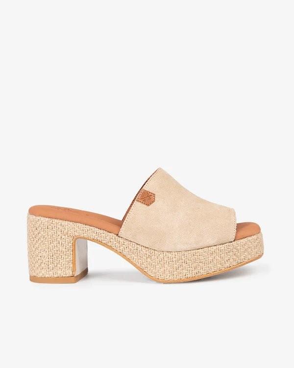 Dillon Suede Beige Wedge Heel - Popa